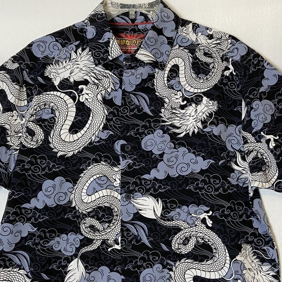 Fresh Prints of Tokyo Shirt Mens Dragon Sz M Drill Clothing AOP Button Up - Picture 1 of 15